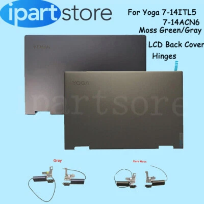 New LCD Back Cover Hinges For Lenovo Yoga 7-14ITL5 82BH 7-14ACN6 Moss Green/Gray