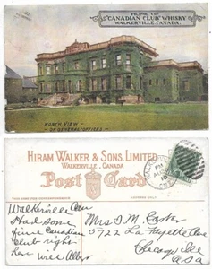 Postal Walkerville Ontario Hiram Walker con Walkerville 1910 dúplex cancelación - Imagen 1 de 4