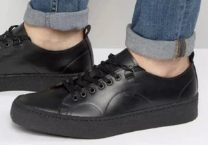 Fred Perry George Cox Leather Lace-up Tennis Sneaker Shoes Black Size uk 10 - Picture 1 of 8