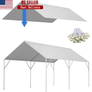 Heavy Duty Waterproof Canopy Replacement Cover 10x20 Carport W/ Bungees Outdoor - Picture 1 of 8