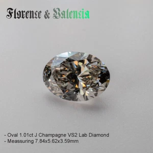 Oval Diamond 1.01ct IGI lab-grown, J Champagne Color VS2 Clarity7.84x5.62x3.59 - Picture 1 of 10