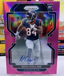 2021 Panini Prizm Football Nico Collins #360 Auto PINK RARE RC ROOKIE TEXANS SP - Picture 1 of 2