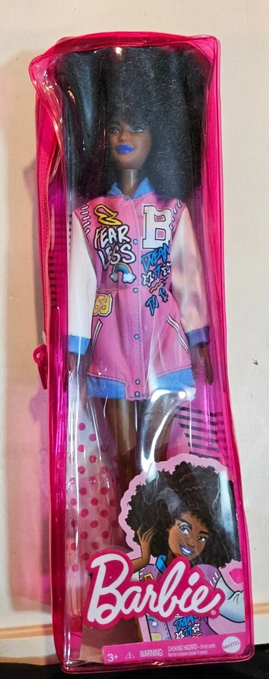 Mattel African American Barbie Fashionistas Doll #156 ‘Fearless’ Letter Jacket