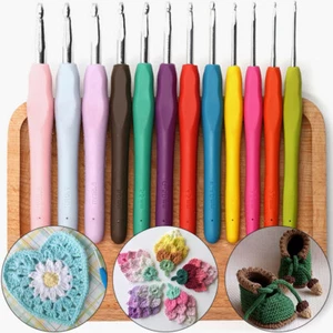 Gancho de ganchillo de 2-8 mm aguja de tejer multicolor agarre suave con mango ergonómico - Imagen 1 de 36