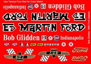 Calcomanías de coche Bob Glidden Ed Martin 1965 Ford Galaxie escala 1/43 ranura - Imagen 1 de 2