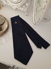 Cravate vintage TOOTAL couronne bleu marine or fabriquée en polyester britannique 