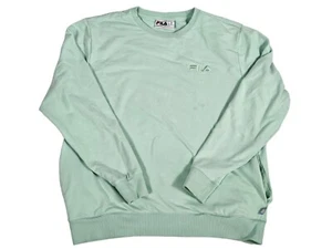 Fila Embroidered Sweatshirt Size 2XL Green Crewneck Pullover Cotton Blend - Picture 1 of 10