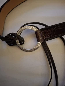 Brighton Black Croc Embossed Sz M/LSilver Buckle Lariat Tie Belt B30158 - Picture 1 of 5
