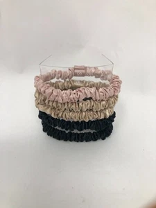 Slip Seide Skinnie Scrunchies in Schwarz, Pink und Karamell - Elastische Scrunchies... - Bild 1 von 3