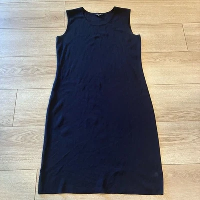 Vestido lápiz acrílico sin mangas azul marino Misook cuello redondo talla M Foto 1 de 4