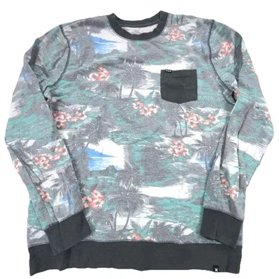 Sudadera Hurley Hombres Grande Cuello Redondo Suéter Hawaiano Tropical Surf Bolsillo Foto 1 de 4
