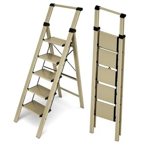 5 Step Foldable Aluminum Step Ladder with Handgrip, Anti-Slip Pedal, 330 lbs - Picture 1 of 8