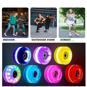 Light Up Roller Skate Wheels Luminous Quad Skates Wheels  , 58×32mm 8pcs - Picture 1 of 28