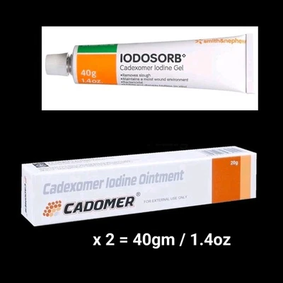 Paquete de 2 ungüentos de cadómero de 20 g (0,70 oz) o yodo para heridas Smith & Nephew Iodosorb  - Imagen 1 de 4