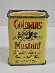 Vintage Colman's Mustard Metal with Plastic Lid Storage Tin Can Jar - Picture 1 of 7