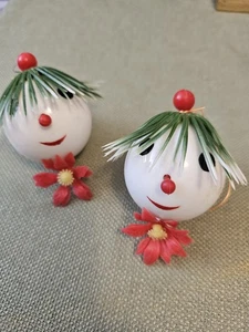 Vintage Kitschiges Set Kunststoff Schneemann Kopf Weihnachtsschmuck  - Bild 1 von 5