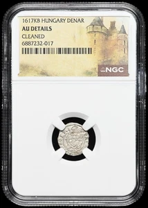 HUNGARY. Matthias II, 1612-1619. Silver Denar, Kremnitz mint, 1617-KB, NGC AU - Picture 1 of 2