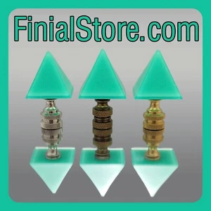 Handmade Resin Pyramid Lamp Finial Subtle Glow/Dark Brass/Nickel/Antique Bases - Picture 1 of 25