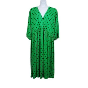 ASOS Curve Womens Green Black Polka Dot V-Neck Maxi Dress Size 20 - Picture 1 of 7