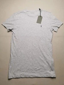 ALL SAINTS Mens UK XS All Cotton Tonic Short Sleeve Grey Marl T-Shirt BNWT Logo - Picture 1 of 16