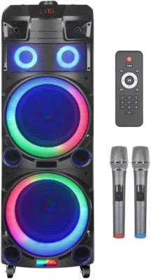 Intimidation HTM-7011 Battery Speaker 2x 10" Bluetooth 9500W PA Sound System DJ - Image 1 of 4