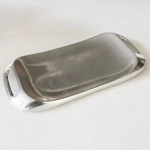 Nambe handled luxury serving tray 15" x 7" Silver Alloy *NEW* - Picture 1 of 3