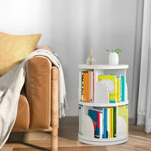 Rotating Bookshelf Tower 360° Display Bookcase, 2 Tier Floor Standing Book Shelf - Picture 1 of 7