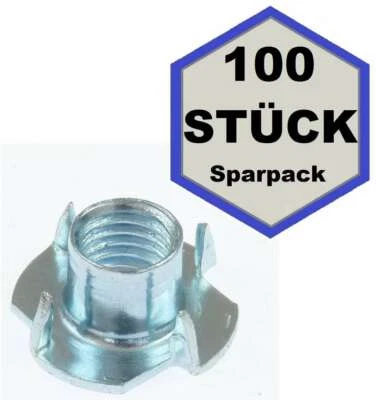 100x Einschlagmutter M4 x 8 Gewinde Einschlagmuttern 4x8 Stahl verzinkt DIN 6930 - Bild 1 von 3