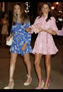 ZARA BNWT BLUE WHITE SHORT SHIRT DRESS SIZE M PAISLEY PRINT BELTED 0387/153 - Picture 1 of 3