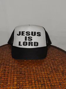 JESUS IS LORD SNAP BACK TRUCKER MESH BLACK HAT - Picture 1 of 1