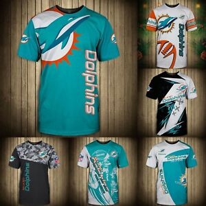 Miami Dolphins Men's Football T-Shirt Summer Casual Short Sleeve Tee Top Gift