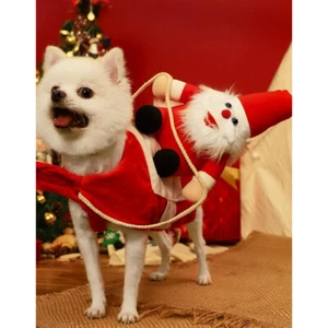 [JB] Jockey Pet Dog Cat Christmas Santa Claus Binding Costume Schnauzer  - Picture 1 of 6