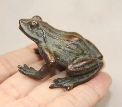Estatua de animal rana de latón pequeña escultura estatuilla de mesa decoración del hogar regalos Foto 1 de 4