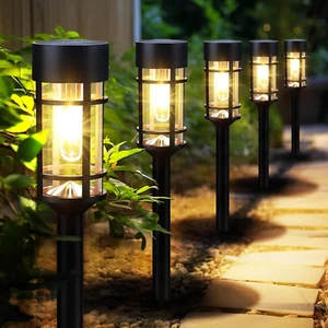 8 Pack Solar Pathway Lights Outdoor, LED Solar Garden Lights Glass Stainless Ste - Picture 1 of 12