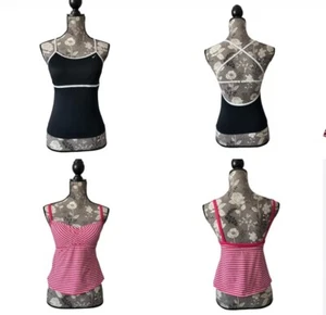 Bundle of 2 Vintage Women's 8 Black & White Nike & Other Pink & White Swim Tops - Picture 1 of 18