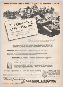 Acousti Celotex Oficina Sabotaje Ruido Segunda Guerra Mundial Planta Productividad Publicidad Impreso Anuncio 1944 - Imagen 1 de 5