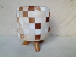 GENUINE COW HIDE STOOL HEIGHT 430mm WIDTH 360mm NEW - Picture 1 of 3