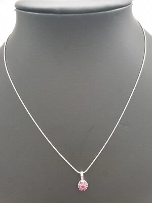 925 Argento Catena & 835 Argento Ciondolo Con Sint. Rubino Ricoperto/45,0cm/2,7g - Immagine 1 di 3