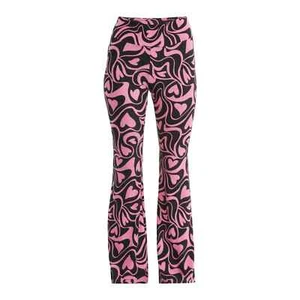 No Boundaries NUEVO♈Pantalón Acampanado Tejido Elástico Juniors Talla XS~corazones Rosa Profundo/Negro - Imagen 1 de 5