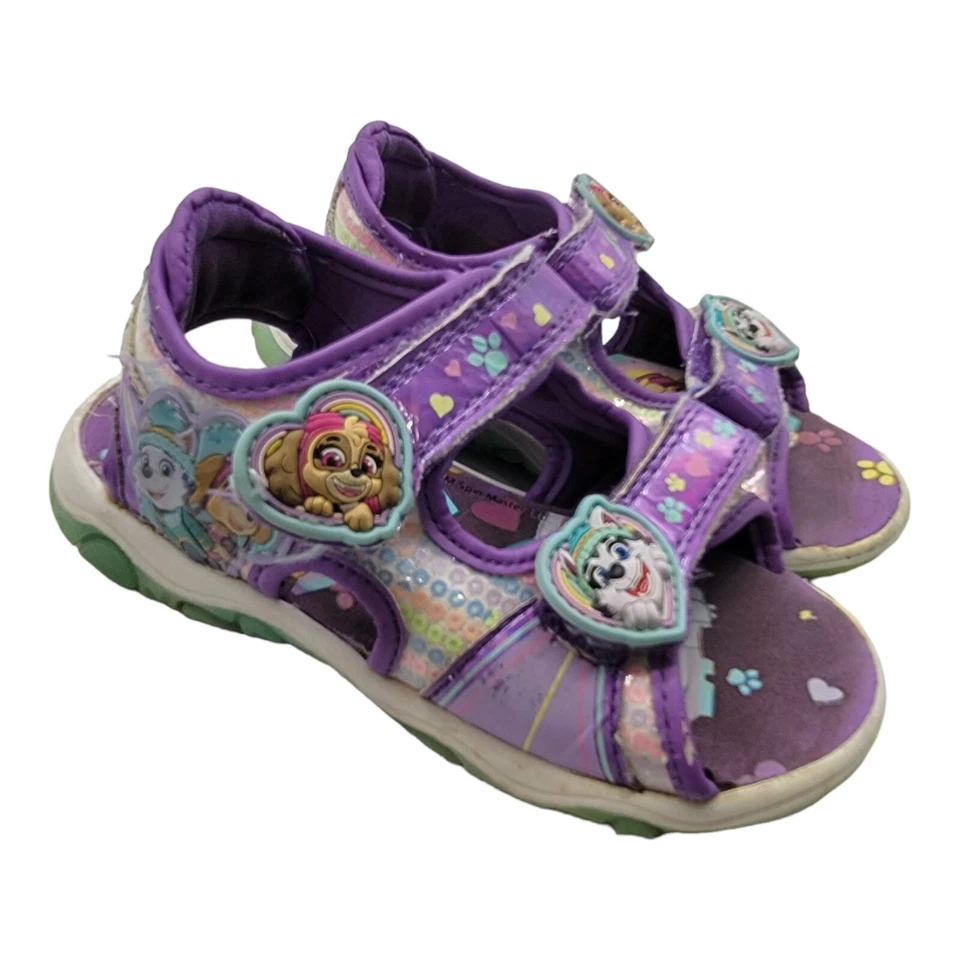 Sandalias Paw Patrol Niñas Talla 10 Calzado de Verano Púrpura Iluminado Parte Inferior Foto 1 de 4