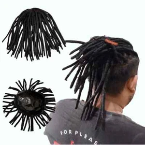 8x9.5 Inches Transparent PU Base Afro Dreadlock Extensions Toupee For Men 1b 12" - Picture 1 of 5