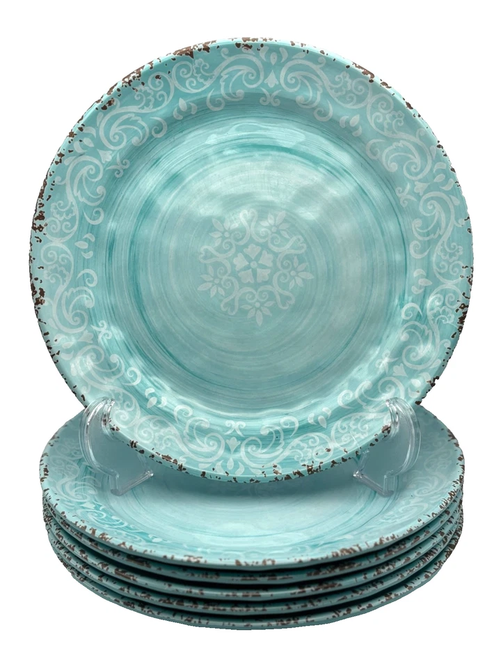 Platos de cena de melamina Cynthia Rowley 11" (6) medallón acuático, comedor al aire libre Foto 1 de 4