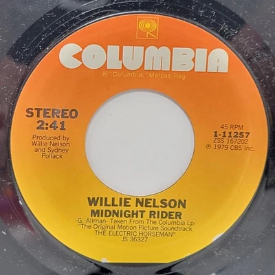 Willie Nelson Midnight Rider / So You Think 7" 45rpm M- Vinyl 80's Record 45 - Image 1 of 2