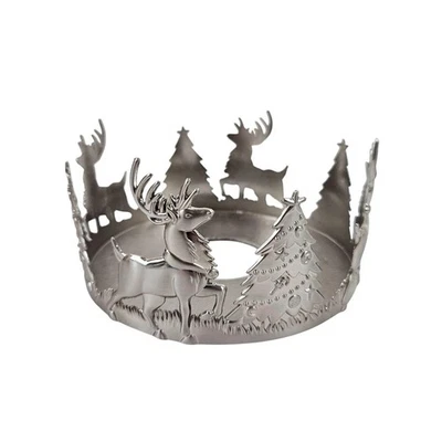 VTG International Silver Holiday Reindeer Tree Candle Pillar Holder 6” Christmas - Image 1 of 4