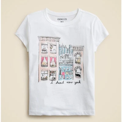 Camiseta Crewcuts by J.Crew Manga Corta Nueva York Gráfica Niñas S Blanca Rosa Cuello Redondo Foto 1 de 4
