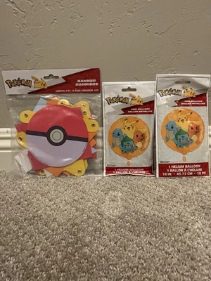 Banners de feliz cumpleaños Pokémon y lote de 2 globos de helio Foto 1 de 3