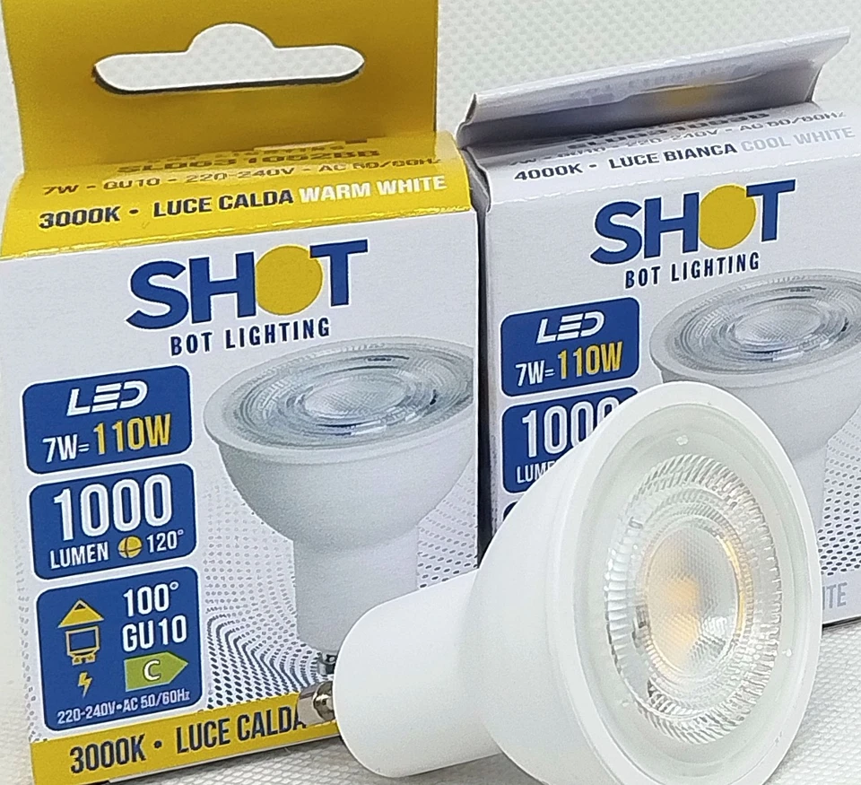 AIRAM Lampadina LED SHOT BOTL LIGHTING GU10 Faretto 7W 1000 Lumen 100° Calda Bianca