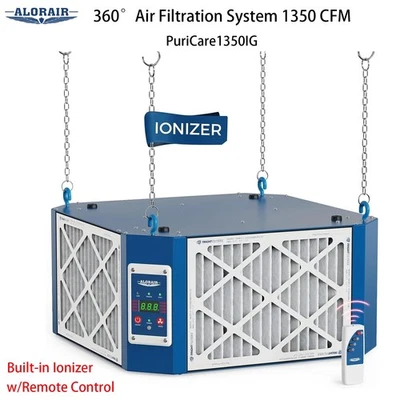 AlorAir 360° Intake Air Filtr System 1350CFM Built-in Ionizer Woodworking Shop - Image 1 of 4