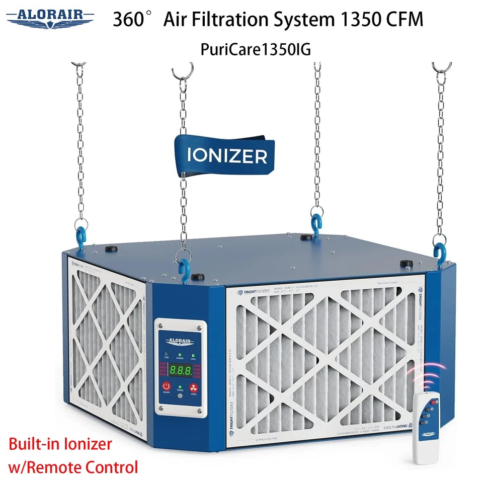 Sistema de filtro de aire de admisión AlorAir 360° 1350CFM ionizador incorporado taller de carpintería Foto 1 de 4