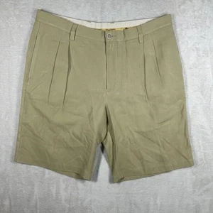 Tommy Bahama Men’s Chino Pleated Shorts 100% Silk Khaki Size 36 - Picture 1 of 12